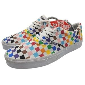 Vans Doheny Rainbow Checkerboard Lace Skate Shoes SZ 10.5
